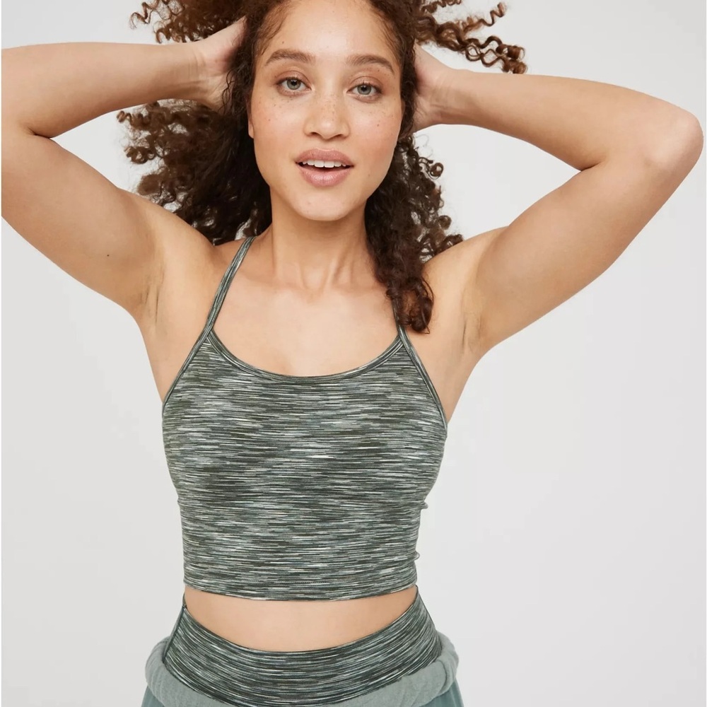 Aerie ROYAL PALM The Hugger Ombre Racerback Sports Bra